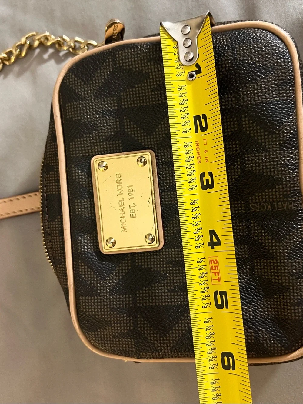 Michael Kors Brown and Tan Logo Crossbody Bag